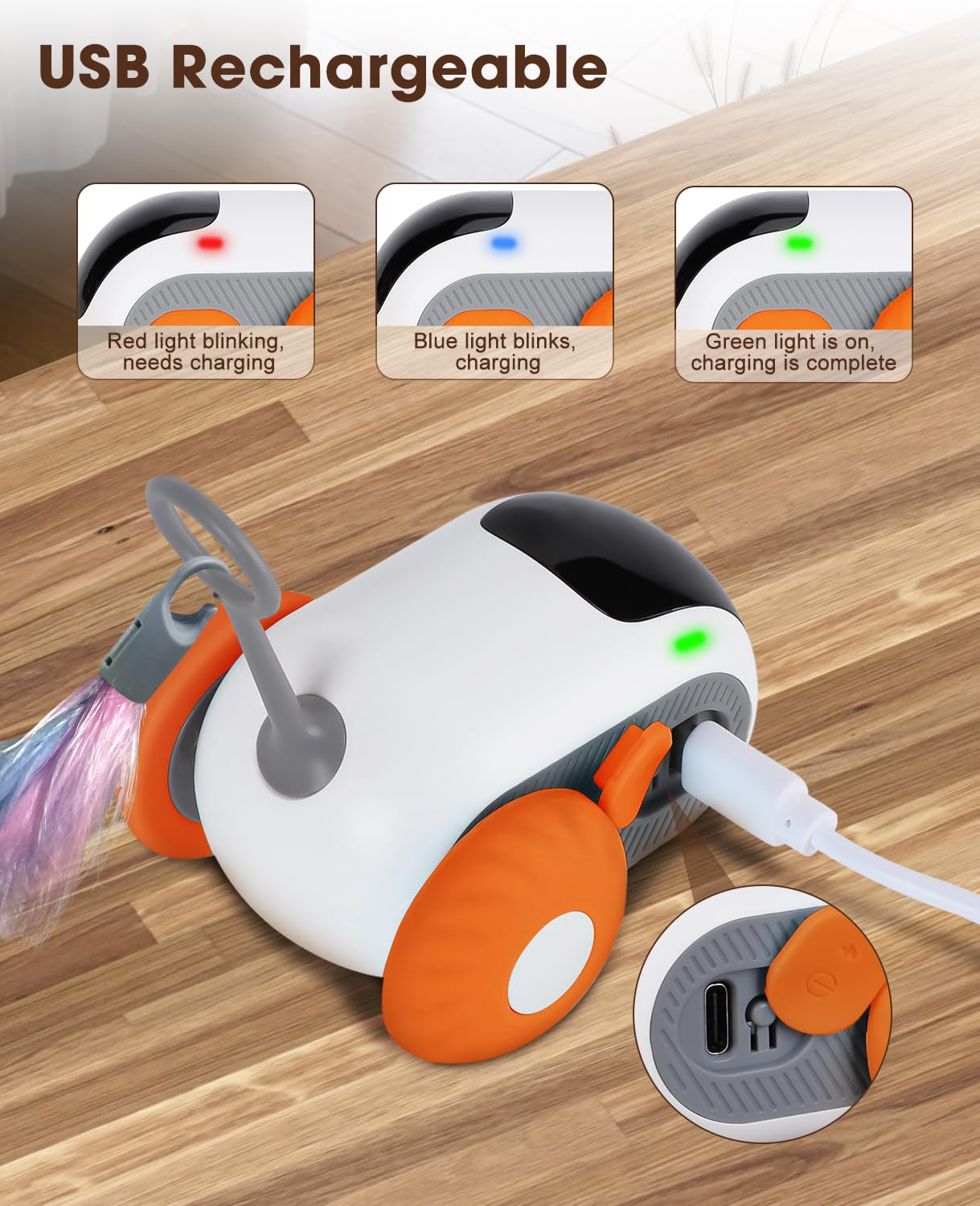 Cat Toys for Indoor Cats, Smart Interactive Cat Toy with Two-Speed Adjustment, Remote Control USB Rechargeable Automatic Cat Exercise Toys for Bored Indoor Adult Cats Kittens (Blue)