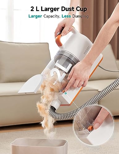 Hicozy S1+ Dog Grooming Vacuum, 12000Pa Minimum 50dB Quiet Dog Vacuum for Shedding Grooming with 2L Dust Cup, 6 Professional Dog Grooming Kit for Dogs Cats, Gray
