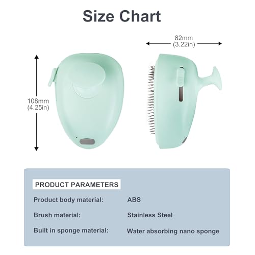 Cat Steam Brush for Shedding,Self Cleaning Cat Brush with Steam,Rechargeable Pet Steam Brush,Mist Brush Comb for Indoor Cats,Cat Hair Brush,Steamy Cat Brush for Short&Long Haired Pets.(Green)