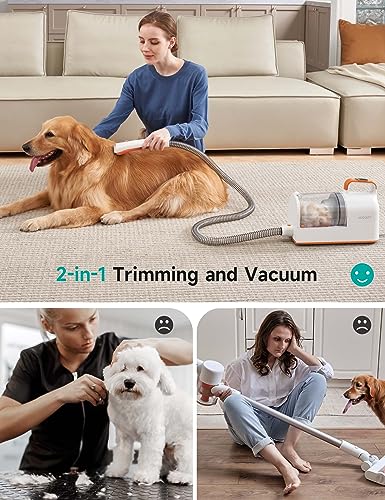 Hicozy S1+ Dog Grooming Vacuum, 12000Pa Minimum 50dB Quiet Dog Vacuum for Shedding Grooming with 2L Dust Cup, 6 Professional Dog Grooming Kit for Dogs Cats, Gray