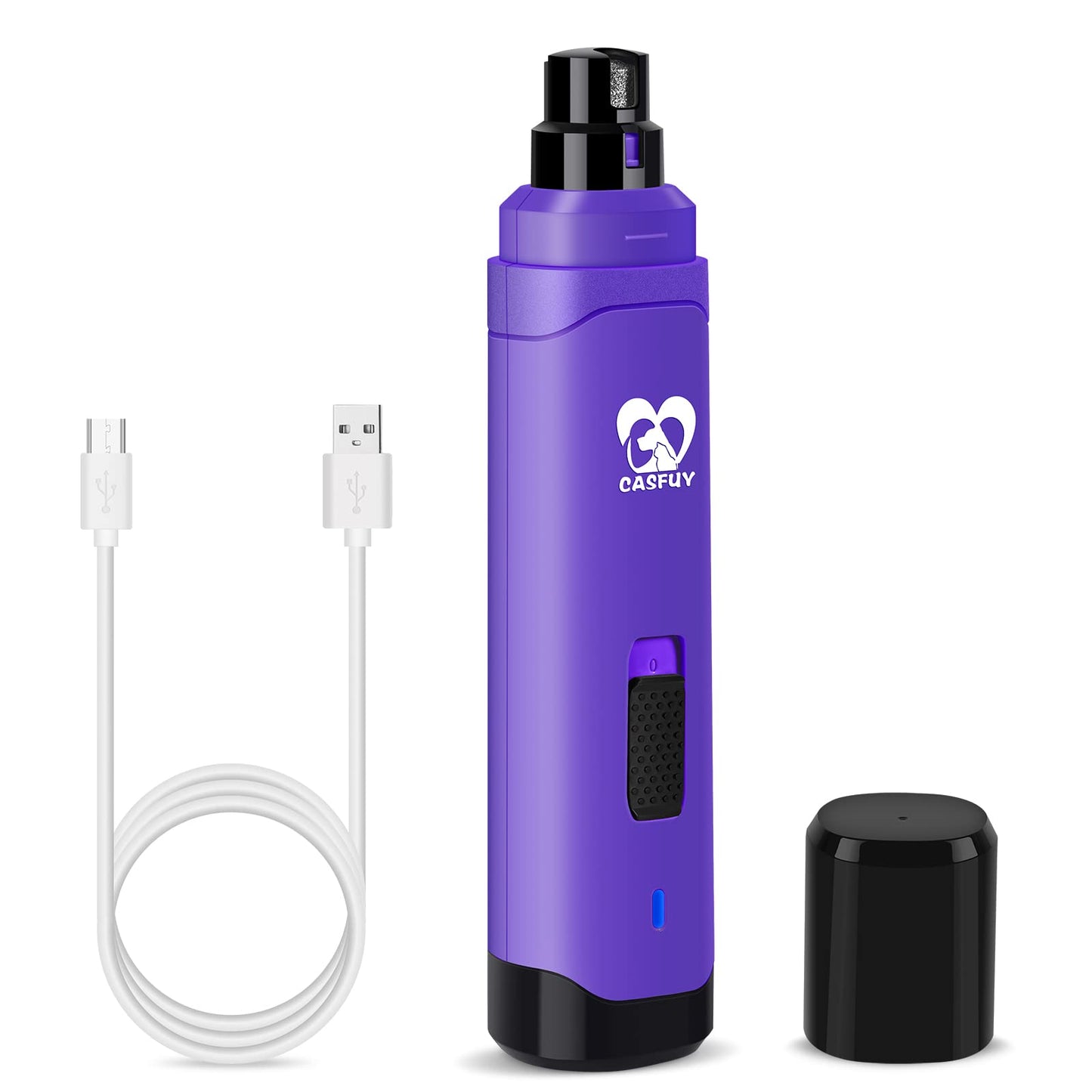 Casfuy Dog Nail Grinder Upgraded - Professional 2-Speed Electric Rechargeable Pet Nail Trimmer Painless Paws Grooming & Smoothing for Small Medium Large Dogs & Cats (Dark Blue)