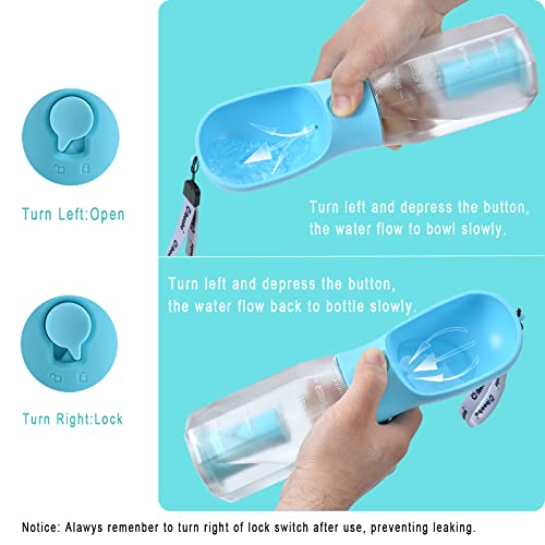 Dog Water Bottle with Food Container & Poop Bag Holder, Travel Water Bowl, Portable Pet Dispenser, Dog Stuff Accessories Items, Puppy Essentials Necessities for Yorkie Chihuahua Walking Hiking