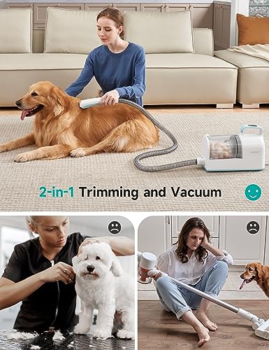Hicozy S1+ Dog Grooming Vacuum, 12000Pa Minimum 50dB Quiet Dog Vacuum for Shedding Grooming with 2L Dust Cup, 6 Professional Dog Grooming Kit for Dogs Cats, Gray