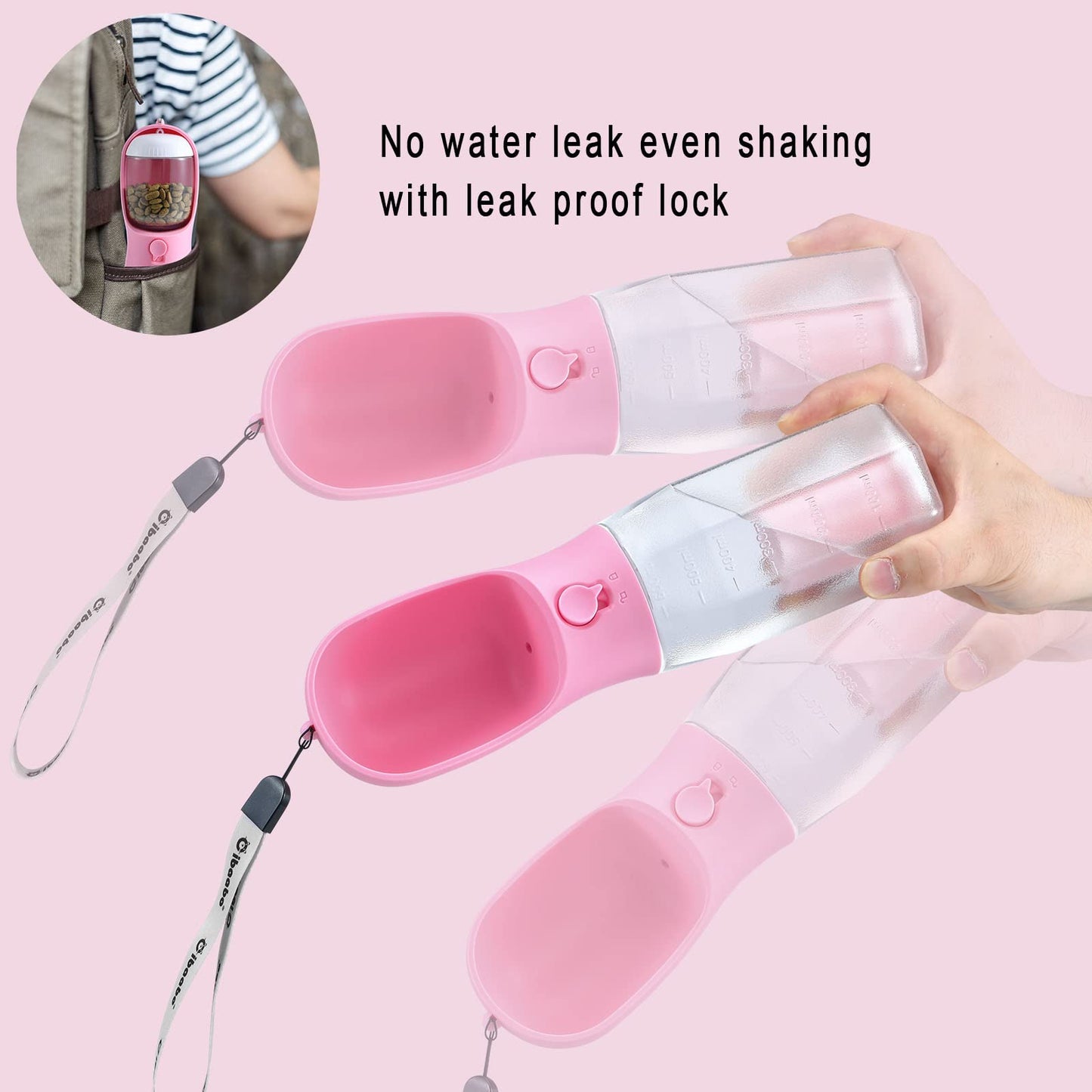 Dog Water Bottle with Food Container & Poop Bag Holder, Travel Water Bowl, Portable Pet Dispenser, Dog Stuff Accessories Items, Puppy Essentials Necessities for Yorkie Chihuahua Walking Hiking