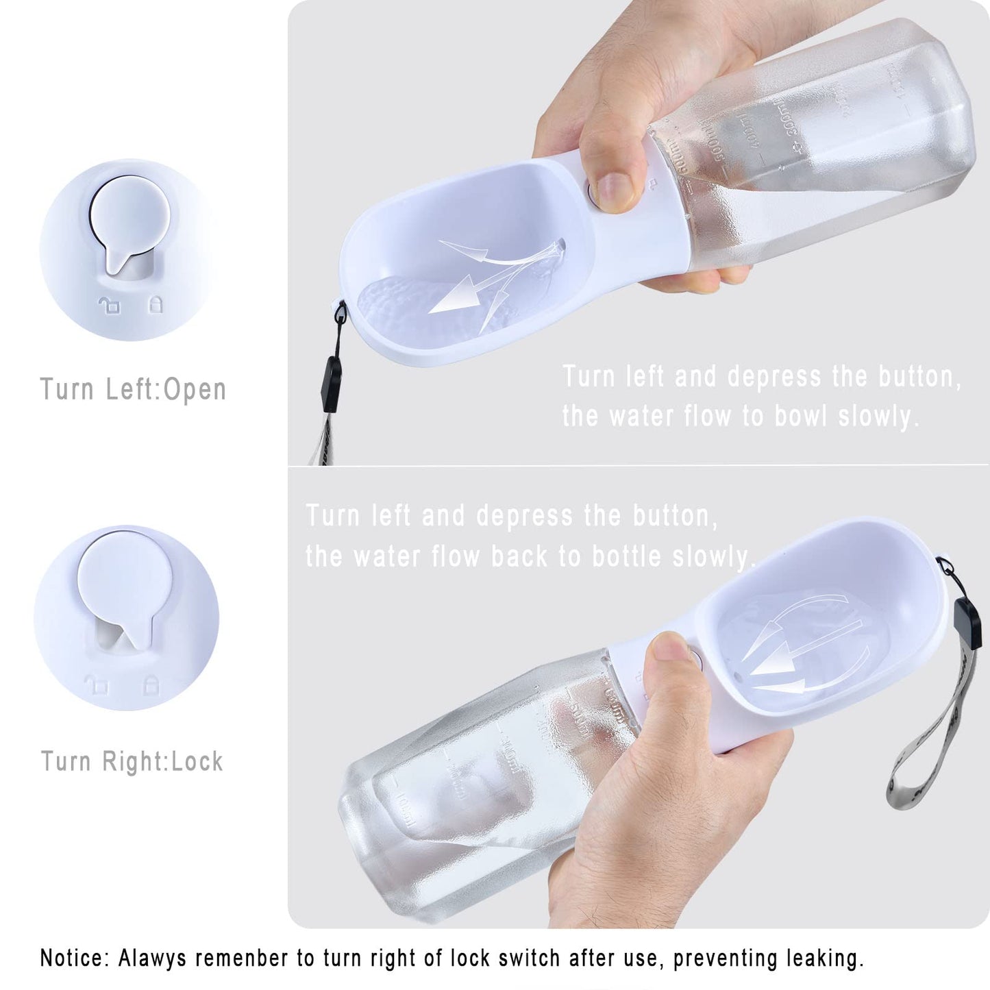 Dog Water Bottle with Food Container & Poop Bag Holder, Travel Water Bowl, Portable Pet Dispenser, Dog Stuff Accessories Items, Puppy Essentials Necessities for Yorkie Chihuahua Walking Hiking