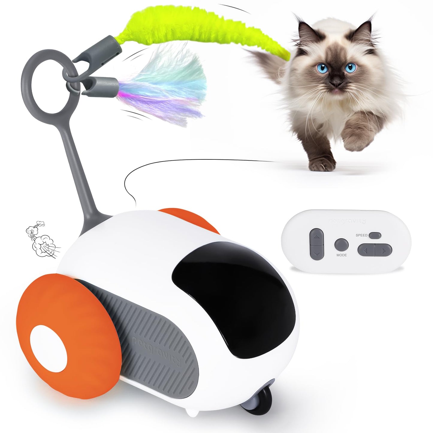 Cat Toys for Indoor Cats, Smart Interactive Cat Toy with Two-Speed Adjustment, Remote Control USB Rechargeable Automatic Cat Exercise Toys for Bored Indoor Adult Cats Kittens (Blue)