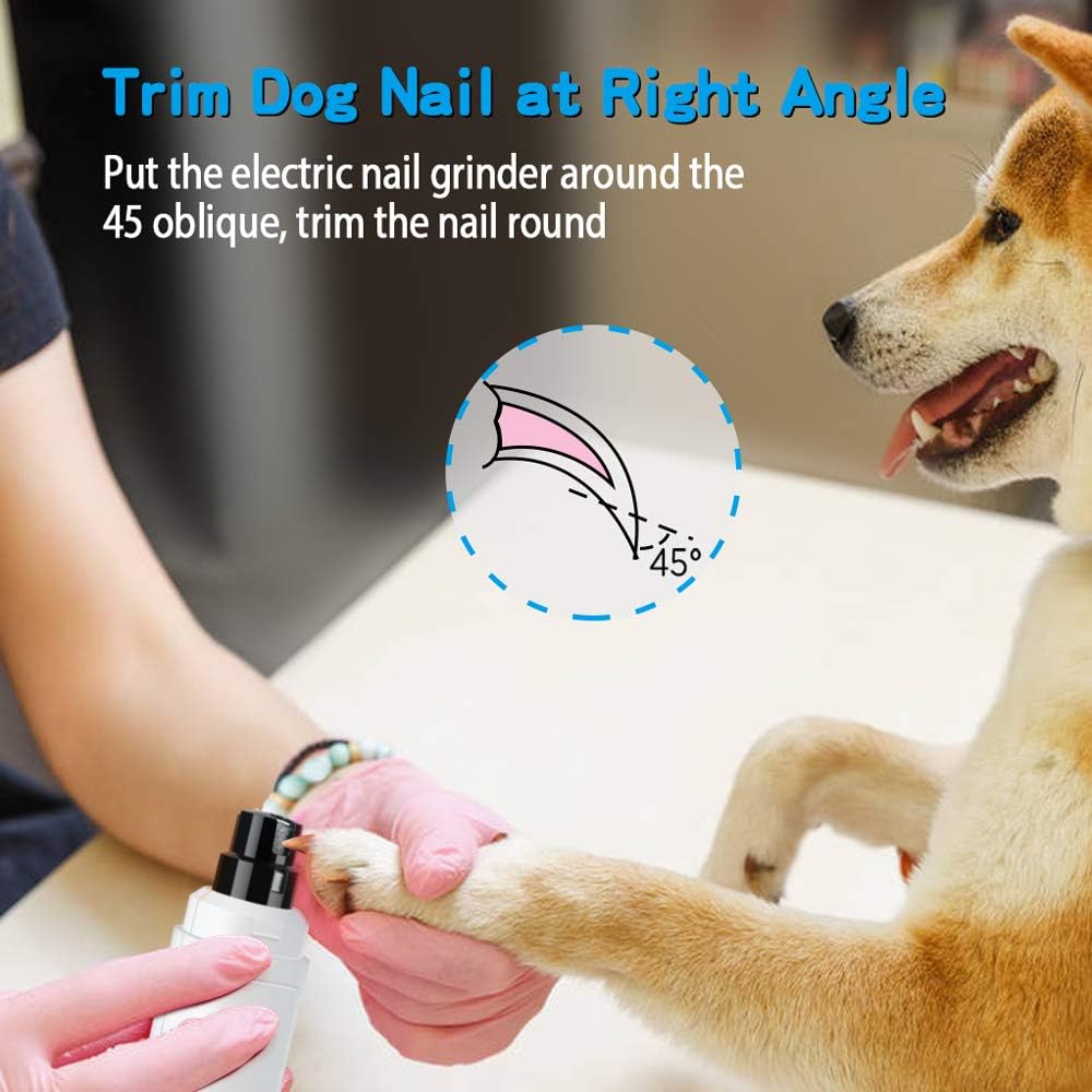 Casfuy Dog Nail Grinder Upgraded - Professional 2-Speed Electric Rechargeable Pet Nail Trimmer Painless Paws Grooming & Smoothing for Small Medium Large Dogs & Cats (Dark Blue)