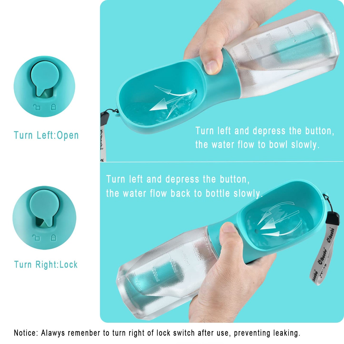Dog Water Bottle with Food Container & Poop Bag Holder, Travel Water Bowl, Portable Pet Dispenser, Dog Stuff Accessories Items, Puppy Essentials Necessities for Yorkie Chihuahua Walking Hiking