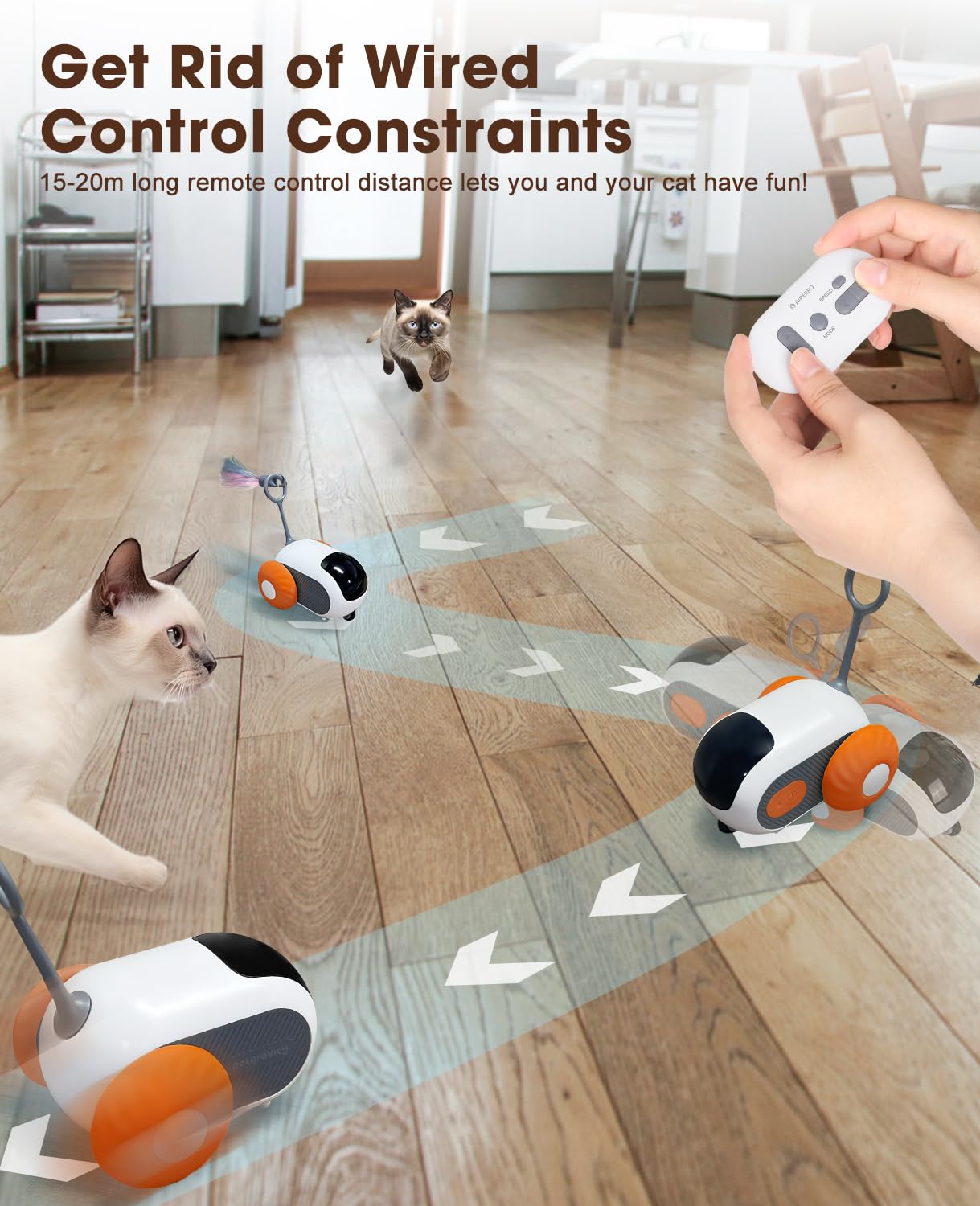 Cat Toys for Indoor Cats, Smart Interactive Cat Toy with Two-Speed Adjustment, Remote Control USB Rechargeable Automatic Cat Exercise Toys for Bored Indoor Adult Cats Kittens (Blue)
