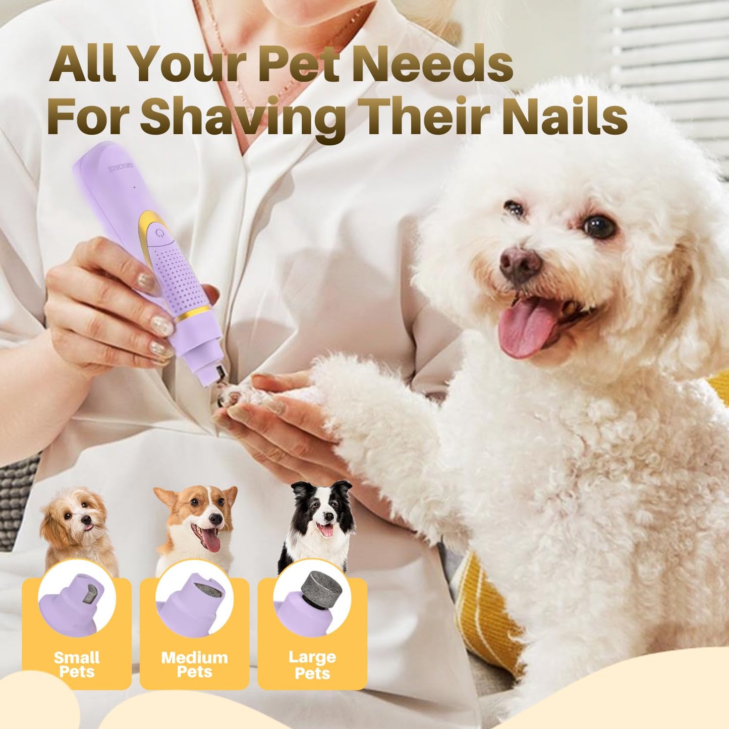 Small Dog Grooming Kit, 4 in 1 Electric Cordless Dog Paw Trimmer with Nail Grinder, Low Noise Dog Nail Trimmers, IPX7 Waterproof Small Dog Grooming Clippers for Paws, Ears, Face, Hip Hairl