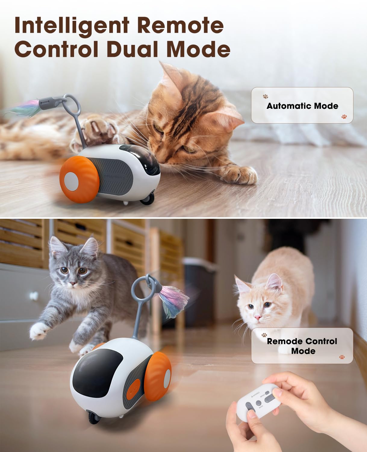Cat Toys for Indoor Cats, Smart Interactive Cat Toy with Two-Speed Adjustment, Remote Control USB Rechargeable Automatic Cat Exercise Toys for Bored Indoor Adult Cats Kittens (Blue)