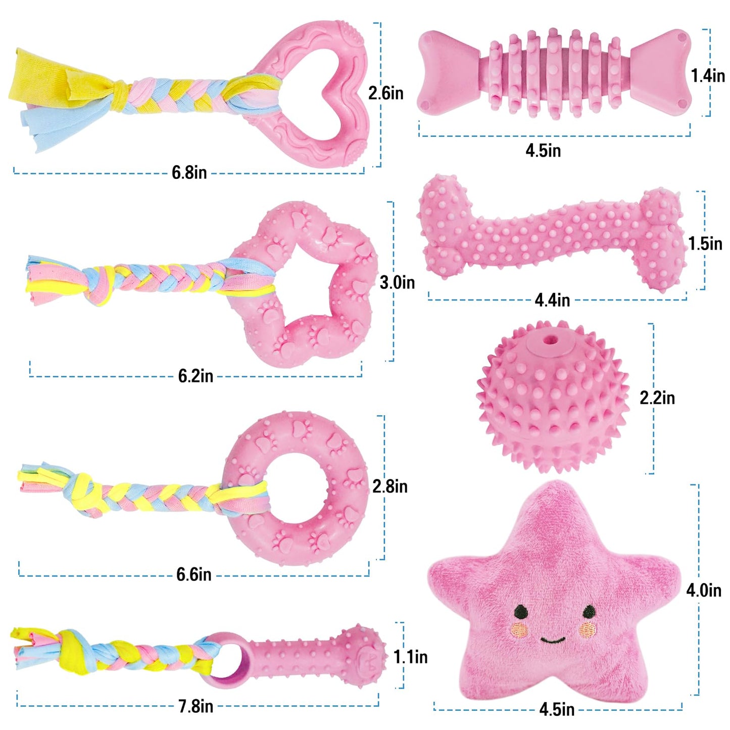 20Pcs Puppy Chew Toys for Teething, Dog Chew Toys with Rope Toys, Pet Dog Toothbrush, Treat Balls, Dog Plush Toys and Squeaky Toys for Small Medium Dogs, Cute Dog Toy with Basket
