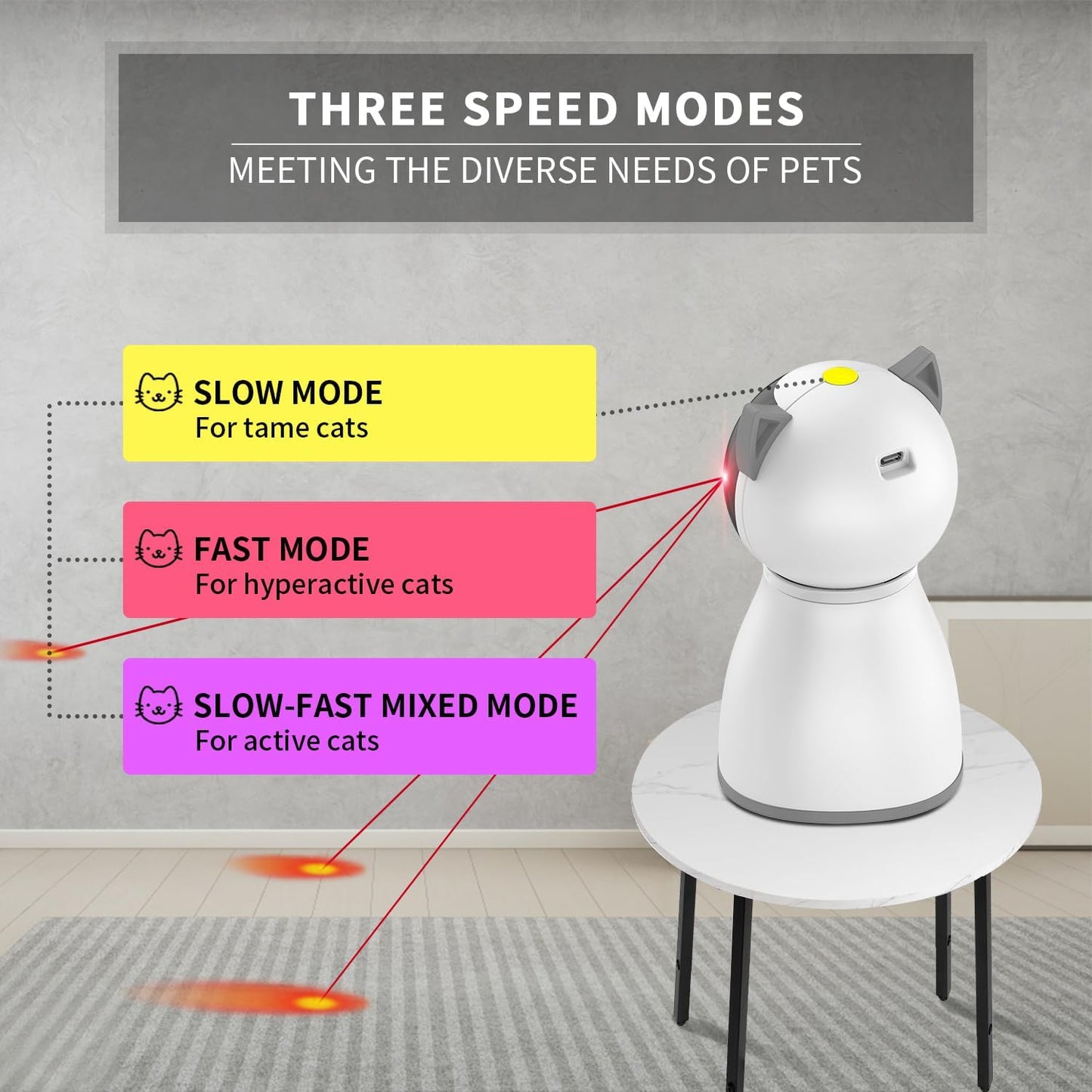 Laser Cat Toys for Indoor Cats,The 4th Generation Real Random Trajectory Motion Activated Rechargeable Automatic Cat Laser Toy,Interactive Cat Toys for Bored Indoor Adult Cats/Kittens/Dogs