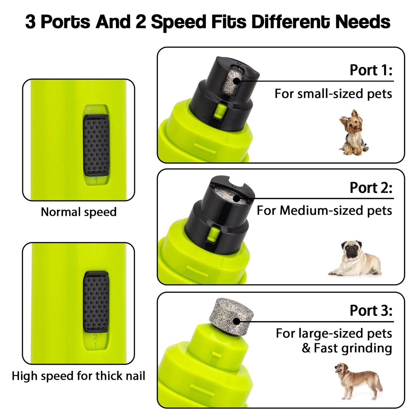 Casfuy Dog Nail Grinder Upgraded - Professional 2-Speed Electric Rechargeable Pet Nail Trimmer Painless Paws Grooming & Smoothing for Small Medium Large Dogs & Cats (Dark Blue)