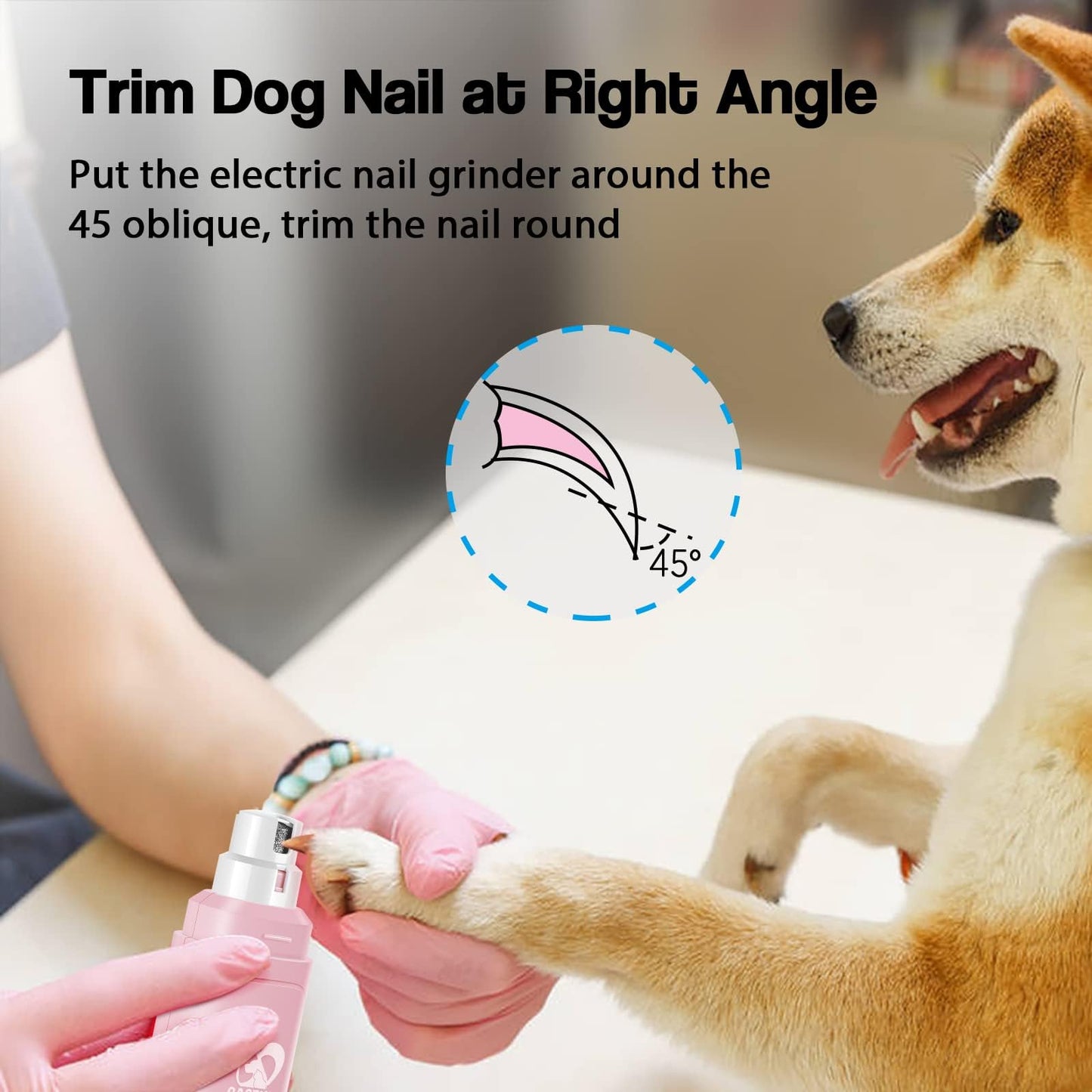 Casfuy Dog Nail Grinder Upgraded - Professional 2-Speed Electric Rechargeable Pet Nail Trimmer Painless Paws Grooming & Smoothing for Small Medium Large Dogs & Cats (Dark Blue)
