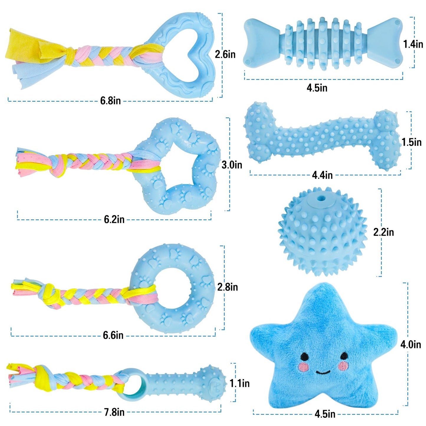 20Pcs Puppy Chew Toys for Teething, Dog Chew Toys with Rope Toys, Pet Dog Toothbrush, Treat Balls, Dog Plush Toys and Squeaky Toys for Small Medium Dogs, Cute Dog Toy with Basket