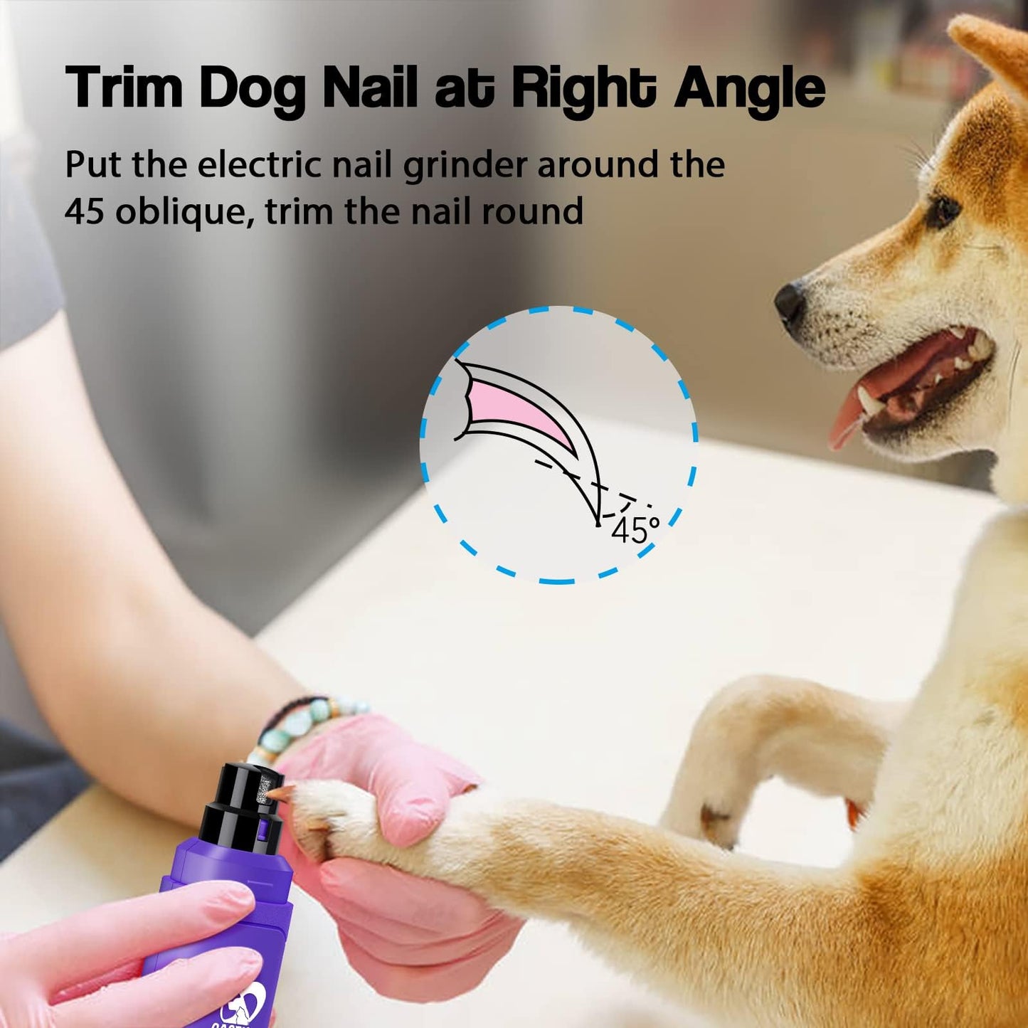 Casfuy Dog Nail Grinder Upgraded - Professional 2-Speed Electric Rechargeable Pet Nail Trimmer Painless Paws Grooming & Smoothing for Small Medium Large Dogs & Cats (Dark Blue)
