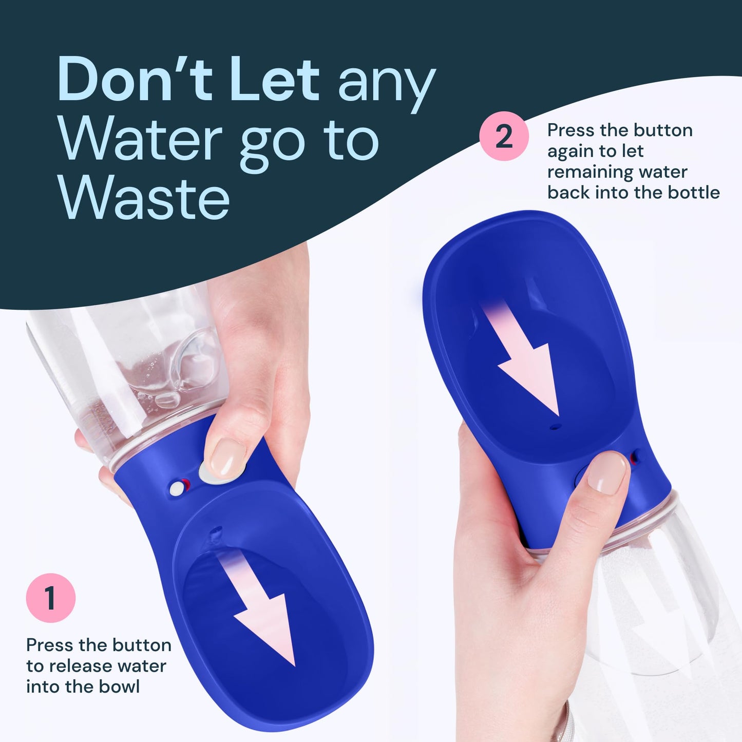 MalsiPree Dog Water Bottle Portable – Leak Proof and Lightweight Water Bottle for Dogs – Dog Travel Water Bottle with Bowl – Dog Walking Accessories (12OZ, Blue)