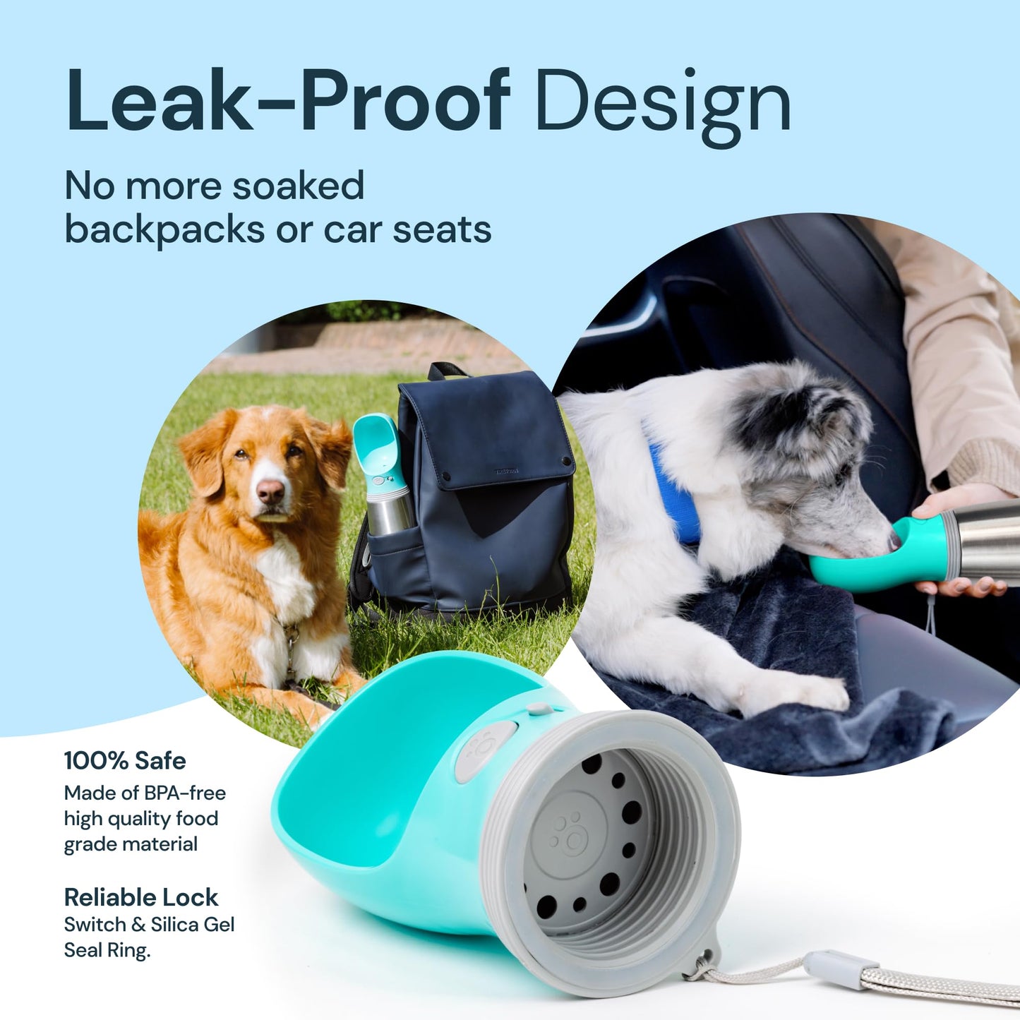 MalsiPree Dog Water Bottle Portable – Leak Proof and Lightweight Water Bottle for Dogs – Dog Travel Water Bottle with Bowl – Dog Walking Accessories (12OZ, Blue)
