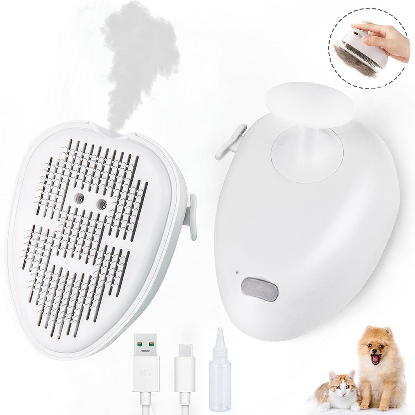 Cat Steam Brush for Shedding,Self Cleaning Cat Brush with Steam,Rechargeable Pet Steam Brush,Mist Brush Comb for Indoor Cats,Cat Hair Brush,Steamy Cat Brush for Short&Long Haired Pets.(Green)