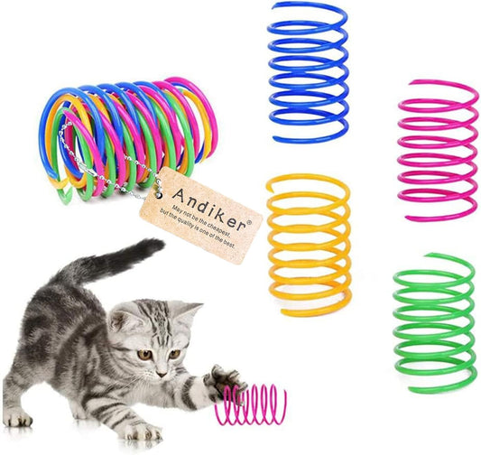 Andiker Cat Spiral Spring, 12 Pc Cat Creative Toy to Kill Time and Keep Fit Interactive Cat Toy Sturdy Heavy Plastic Spring Colorful Springs Cat Toy for Swatting, Biting, Hunting Kitten Toys