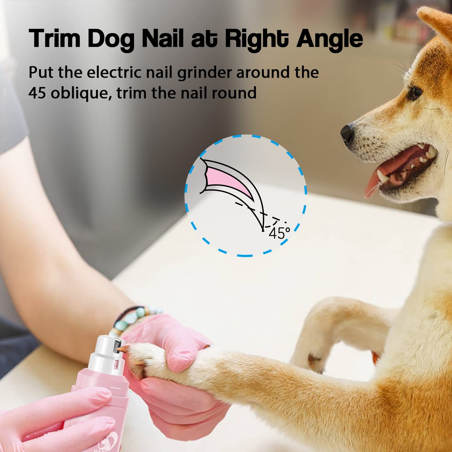 Casfuy Dog Nail Grinder Upgraded - Professional 2-Speed Electric Rechargeable Pet Nail Trimmer Painless Paws Grooming & Smoothing for Small Medium Large Dogs & Cats (Dark Blue)