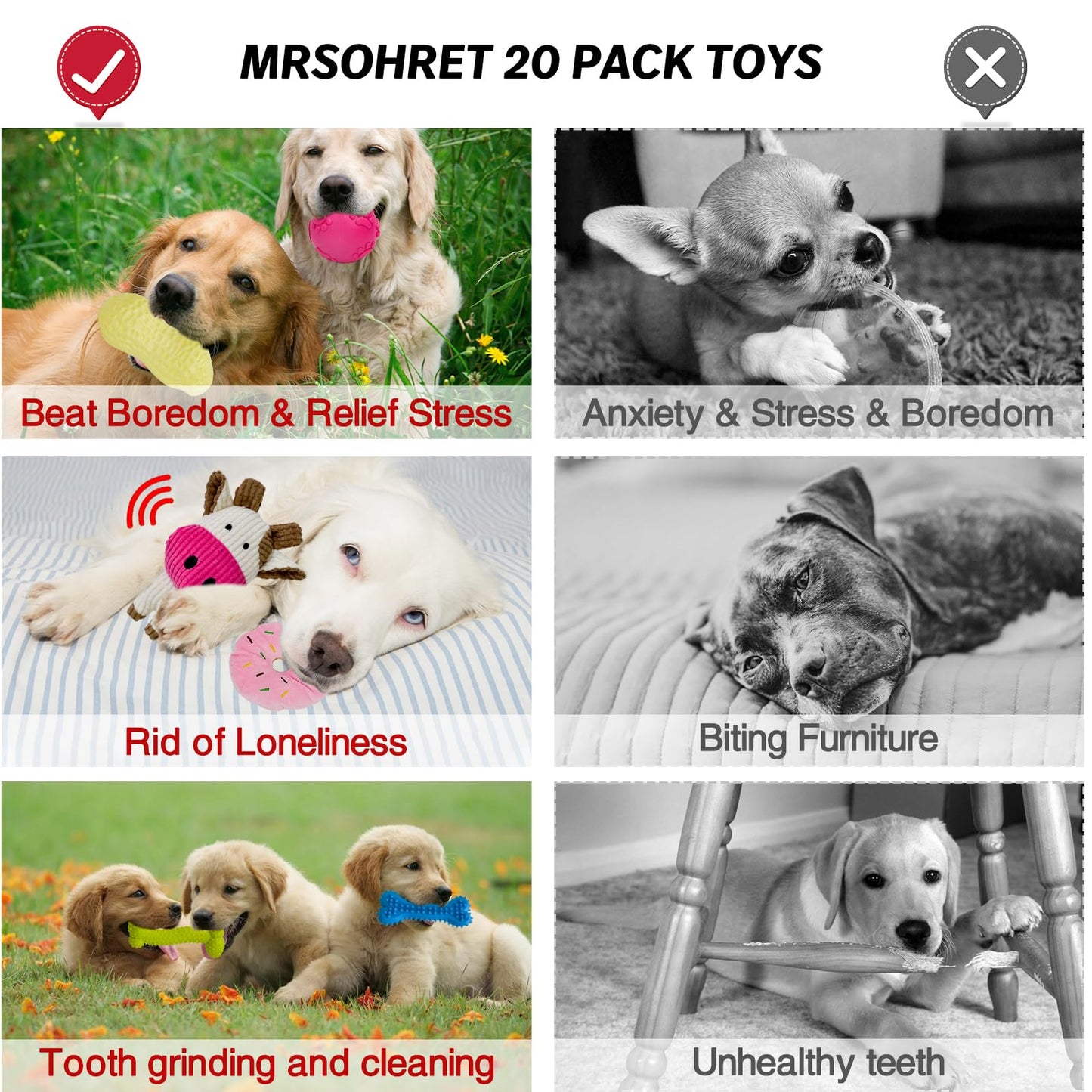 20Pcs Puppy Chew Toys for Teething, Dog Chew Toys with Rope Toys, Pet Dog Toothbrush, Treat Balls, Dog Plush Toys and Squeaky Toys for Small Medium Dogs, Cute Dog Toy with Basket