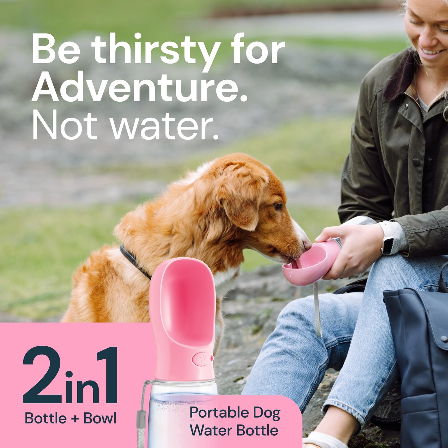 MalsiPree Dog Water Bottle Portable – Leak Proof and Lightweight Water Bottle for Dogs – Dog Travel Water Bottle with Bowl – Dog Walking Accessories (12OZ, Blue)
