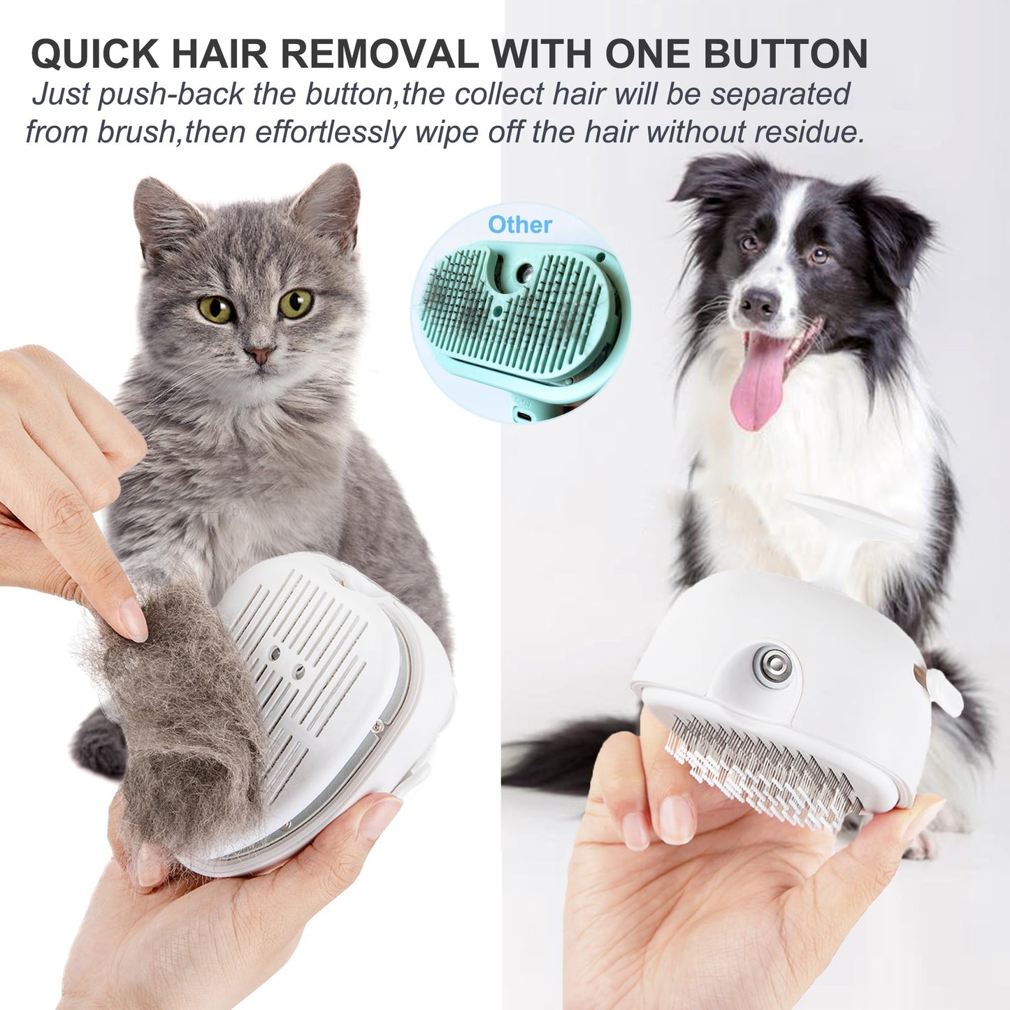 Cat Steam Brush for Shedding,Self Cleaning Cat Brush with Steam,Rechargeable Pet Steam Brush,Mist Brush Comb for Indoor Cats,Cat Hair Brush,Steamy Cat Brush for Short&Long Haired Pets.(Green)