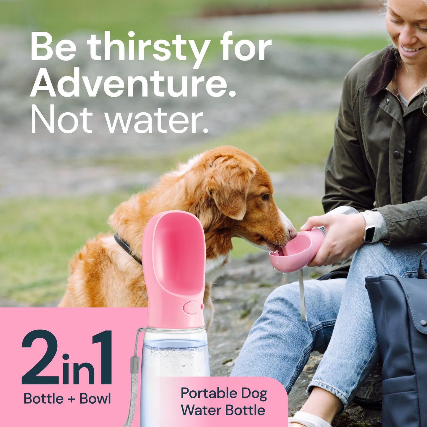 MalsiPree Dog Water Bottle Portable – Leak Proof and Lightweight Water Bottle for Dogs – Dog Travel Water Bottle with Bowl – Dog Walking Accessories (12OZ, Blue)