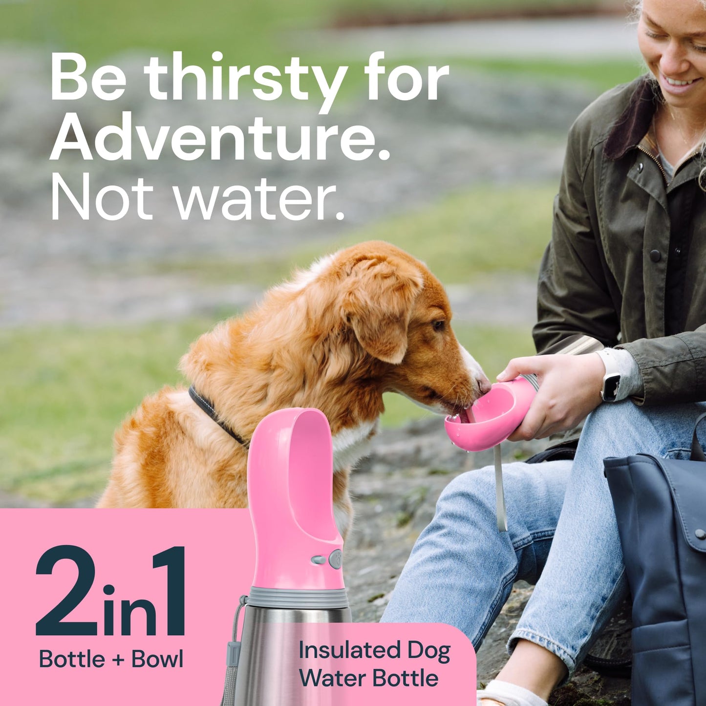 MalsiPree Dog Water Bottle Portable – Leak Proof and Lightweight Water Bottle for Dogs – Dog Travel Water Bottle with Bowl – Dog Walking Accessories (12OZ, Blue)