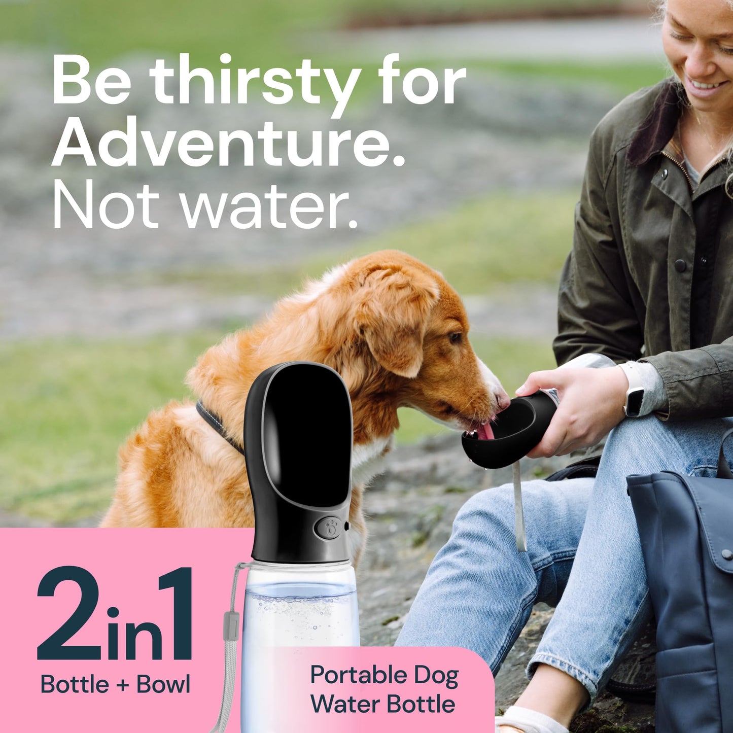 MalsiPree Dog Water Bottle Portable – Leak Proof and Lightweight Water Bottle for Dogs – Dog Travel Water Bottle with Bowl – Dog Walking Accessories (12OZ, Blue)