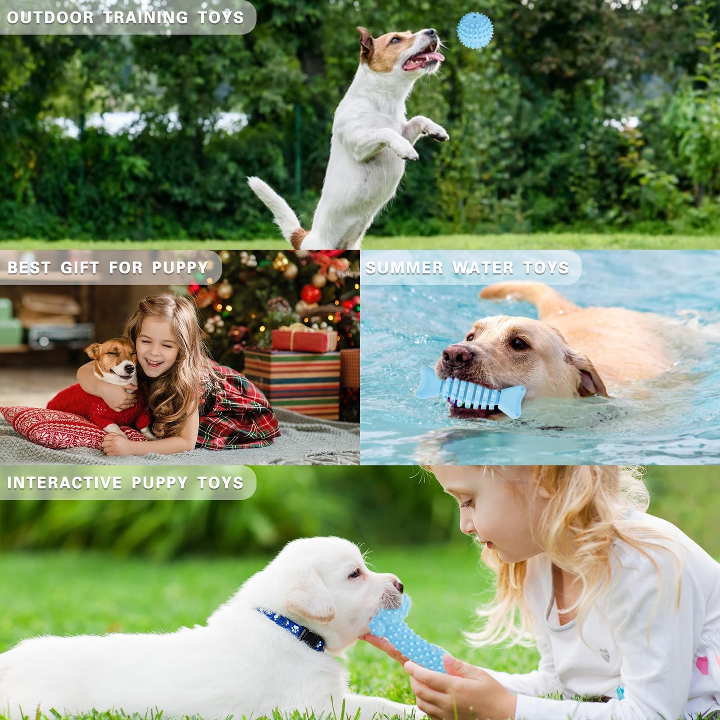 20Pcs Puppy Chew Toys for Teething, Dog Chew Toys with Rope Toys, Pet Dog Toothbrush, Treat Balls, Dog Plush Toys and Squeaky Toys for Small Medium Dogs, Cute Dog Toy with Basket