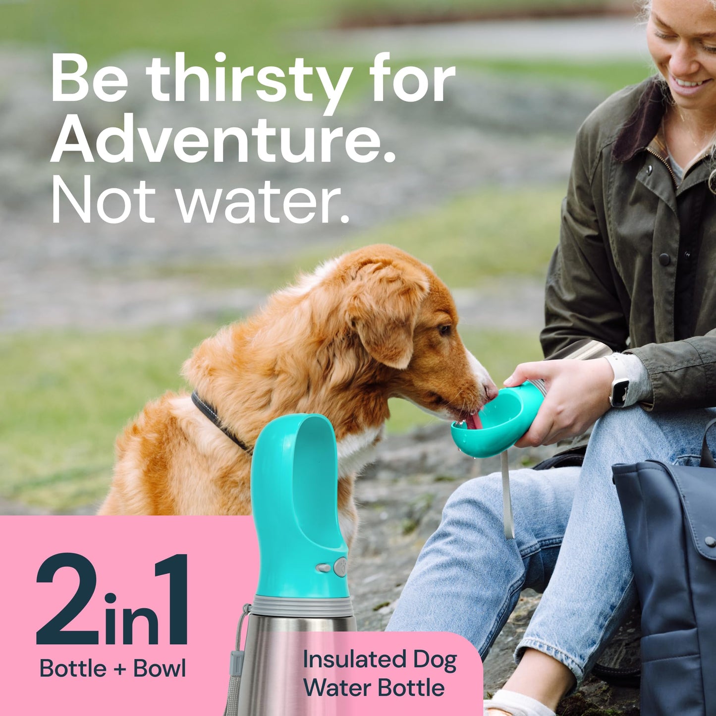 MalsiPree Dog Water Bottle Portable – Leak Proof and Lightweight Water Bottle for Dogs – Dog Travel Water Bottle with Bowl – Dog Walking Accessories (12OZ, Blue)