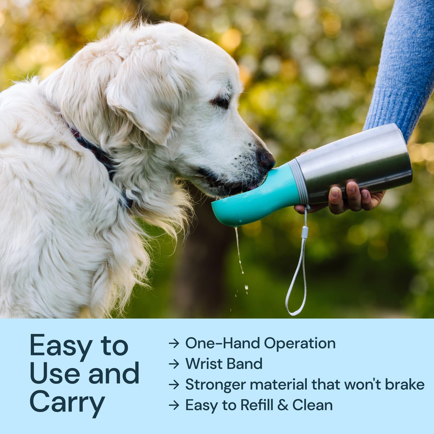 MalsiPree Dog Water Bottle Portable – Leak Proof and Lightweight Water Bottle for Dogs – Dog Travel Water Bottle with Bowl – Dog Walking Accessories (12OZ, Blue)