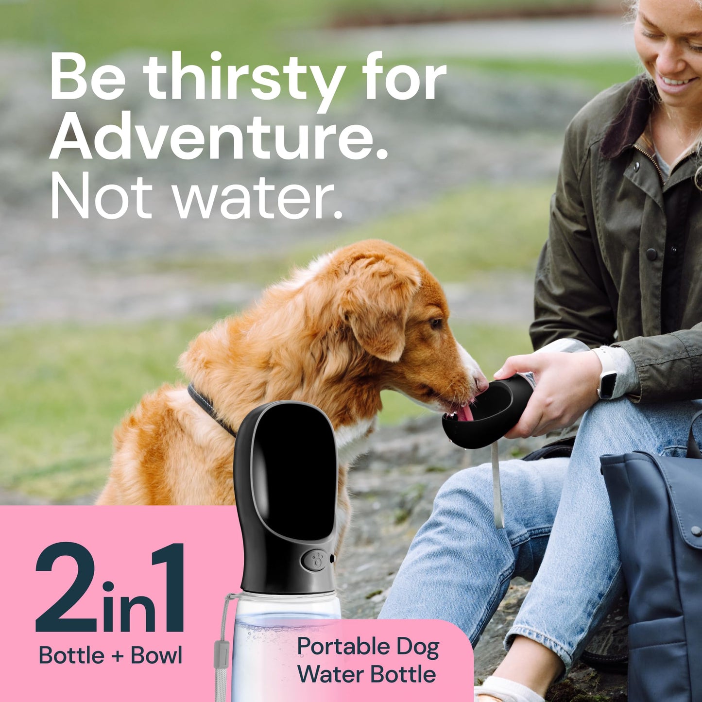 MalsiPree Dog Water Bottle Portable – Leak Proof and Lightweight Water Bottle for Dogs – Dog Travel Water Bottle with Bowl – Dog Walking Accessories (12OZ, Blue)